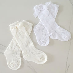 Emily Knee High With Bow Beige