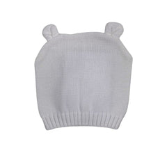 Little Bear Baby Hat White With Ears 100% Cotton