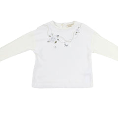 Monnalisa Top Long Sleeve Silk Cream