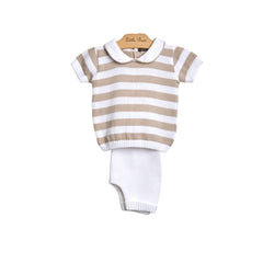 Little Bear Baby Set With Beige Stripes Top